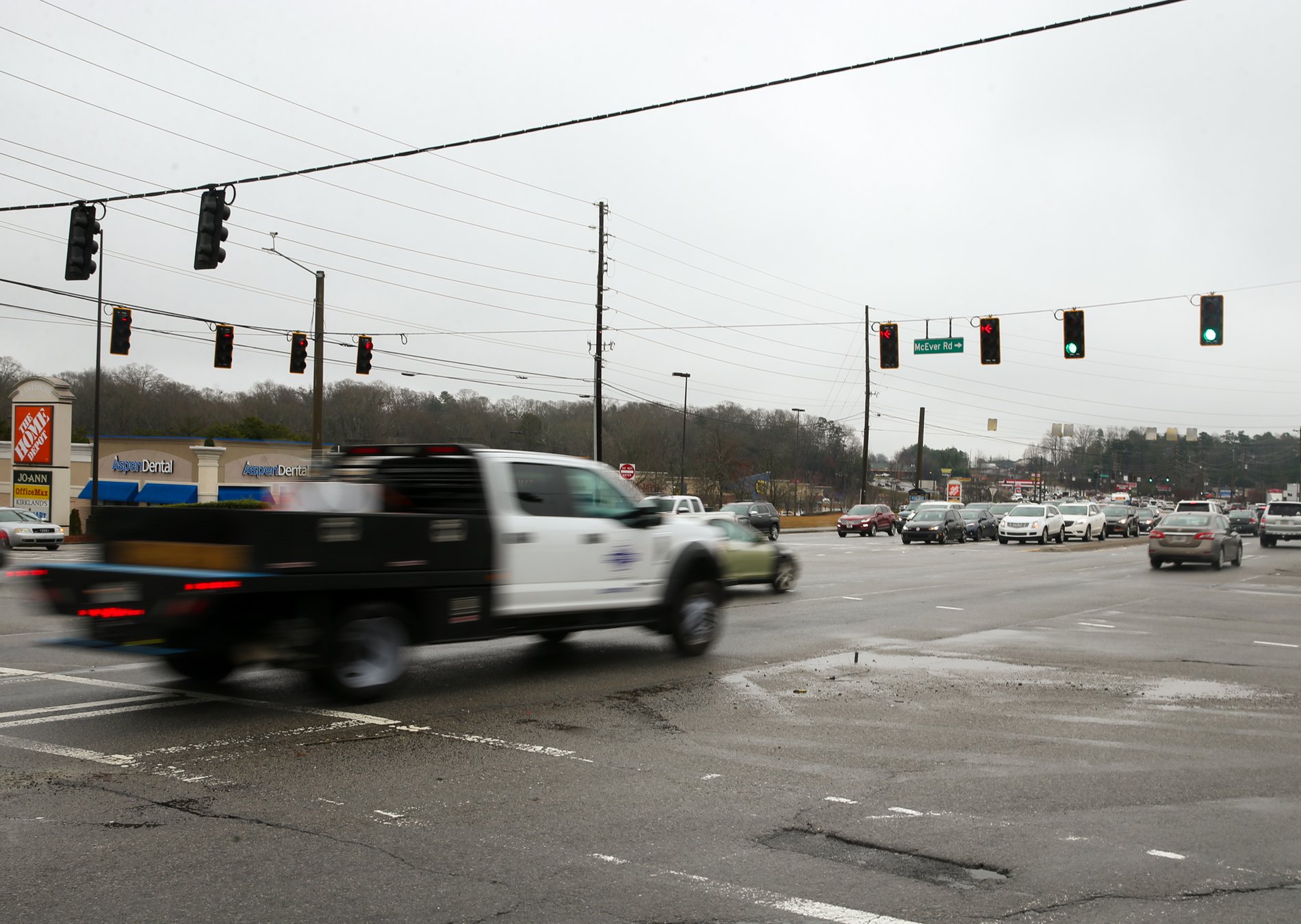 What Gainesville is considering to help with traffic at Dawsonville Highway and McEver Road