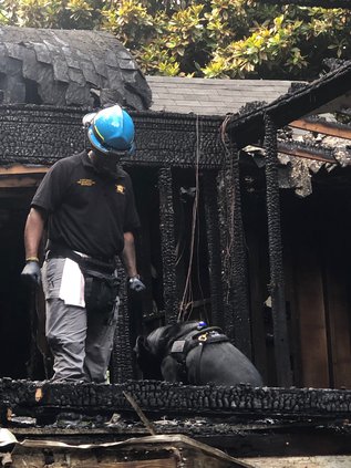 Fire investigator at Marlow Drive