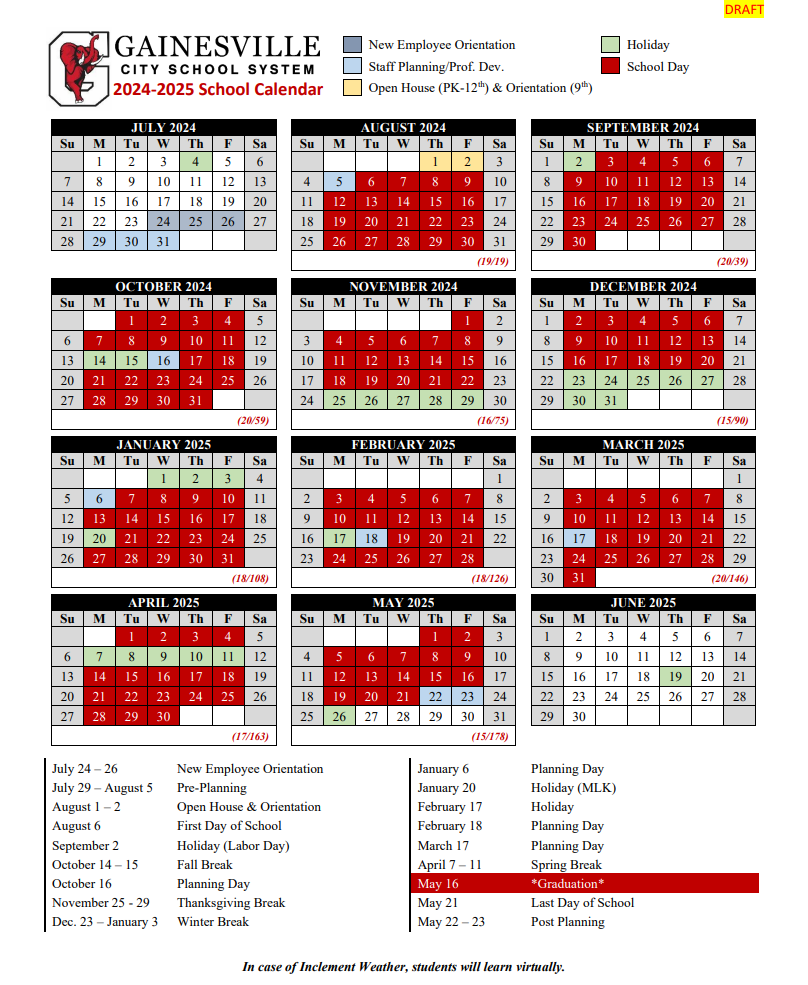 Gainesville City Schools adopts 2024-25 school year calendar. Here’s ...
