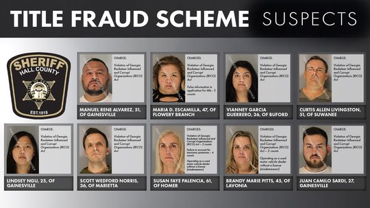 Nine indicted in $1 million vehicle title fraud scheme in Hall County